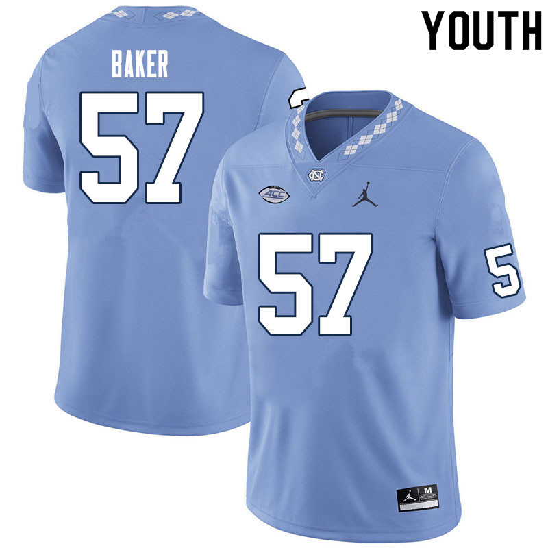 Youth #57 Cayden Baker North Carolina Tar Heels College Football Jerseys Sale-Carolina Blue